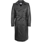 Men Leather Double Breasted Coat Travis Black