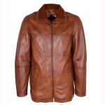 Mens Real Leather Coat Detachable Collar Lining