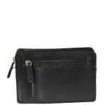 Leather Wrist Clutch Bag Black