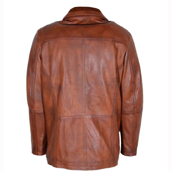 Mens Real Leather Coat Detachable Collar Lining