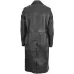 Men Leather Double Breasted Coat Travis Black