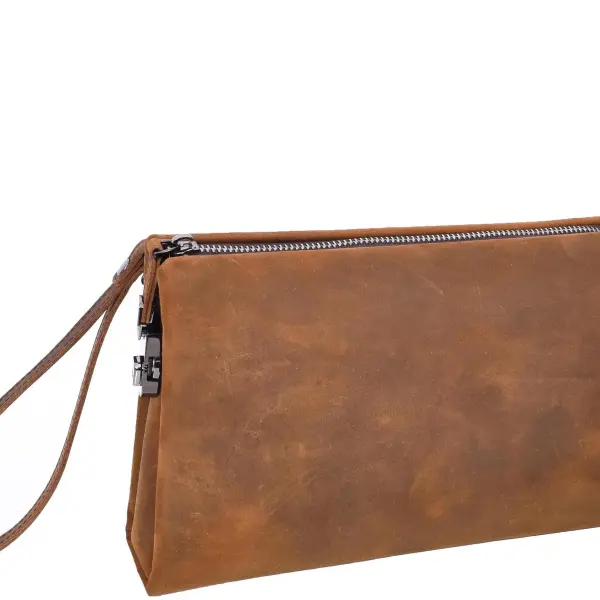 Real Leather Lockable Wrist Bag Thames Tan