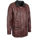 Mens Leather Winter Car Coat Hip Brown