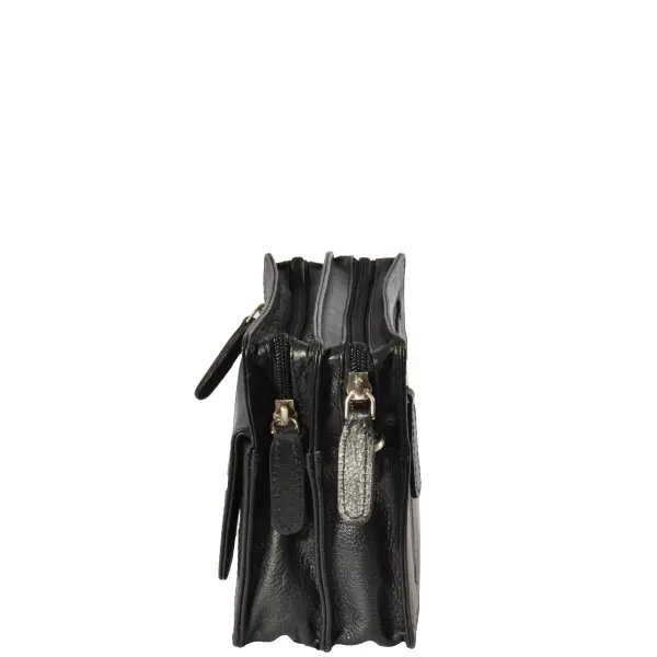 Leather Wrist Clutch Bag Black