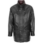 Mens Leather Winter Car Coat Hip Length Black