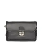 Lockable Leather Wrist Bag Black