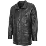 Mens Leather Winter Car Coat Hip Length Jason Black