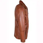 Mens Real Leather Coat Detachable Collar Lining