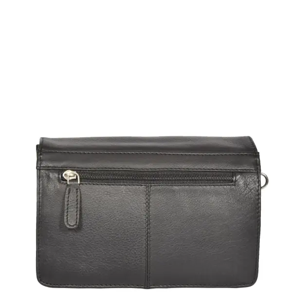 Lockable Leather Wrist Bag Black