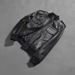 Agent Shadow Black Leather Bomber Jacket