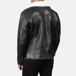 Alberto White Shearling Black Leather Jacket