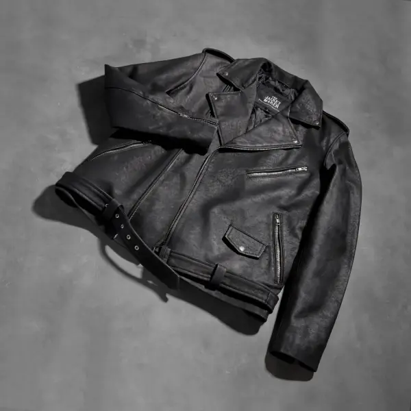 Allaric Alley Distressed Black Leather Biker Jacket