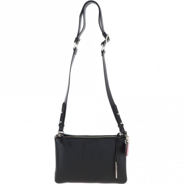 Two Sections Leather Shoulder Bag Black