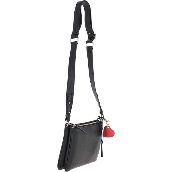 Two Sections Leather Shoulder Bag Black