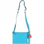 Two Sections Leather Shoulder Bag Blue Atoll