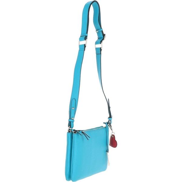 Two Sections Leather Shoulder Bag Blue Atoll