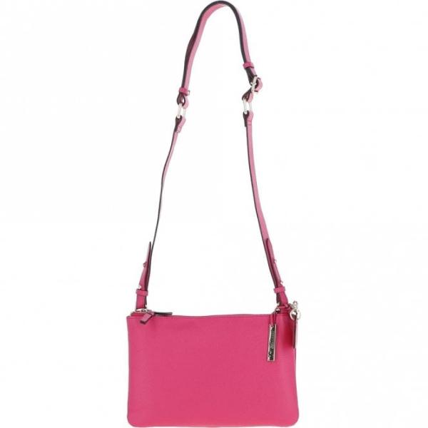 Two Sections Leather Shoulder Bag Raspberry