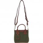 Small Satchel Bag with Twist Lock Green Check