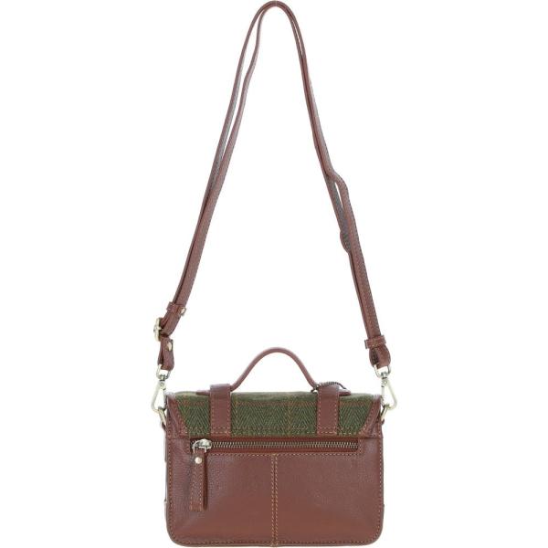 Small Satchel Bag with Twist Lock Green Check