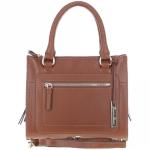 Three Section Leather Tote Shoulder Bag Tan