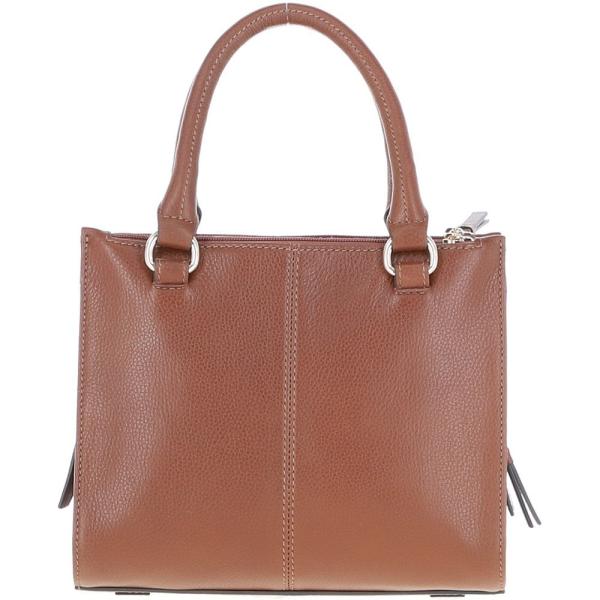 Three Section Leather Tote Shoulder Bag Tan