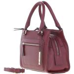 Three Section Leather Tote Shoulder Bag Wine