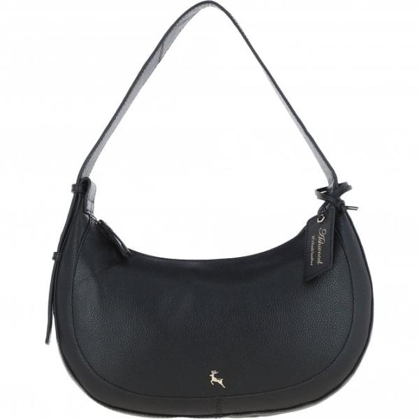 Women's Curved Leather Shoulder Bag Black