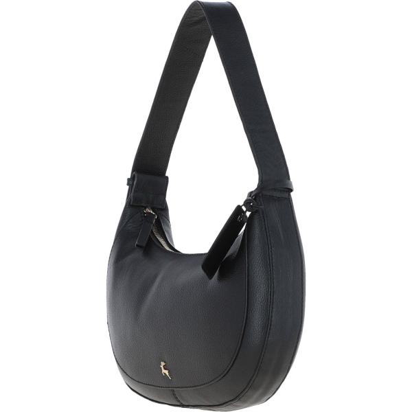 Women's Curved Leather Shoulder Bag Black