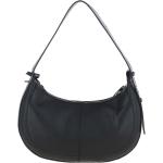 Women's Curved Leather Shoulder Bag Black