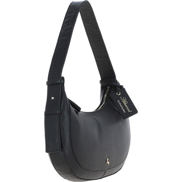 Women's Curved Leather Shoulder Bag Black