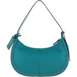 Women's Curved Leather Shoulder Bag Deep Lake