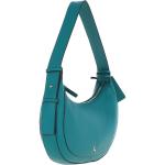 Women's Curved Leather Shoulder Bag Deep Lake