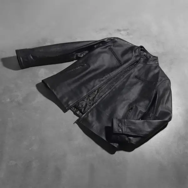 Austere Matte Black Leather Biker Jacket