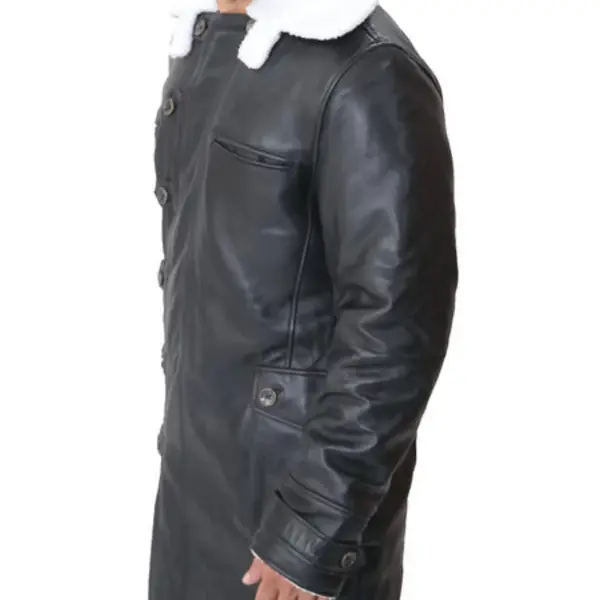 Bane Leather Black Sherpa Coat