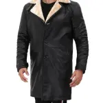 Real Leather Black Shearling Coat Mens