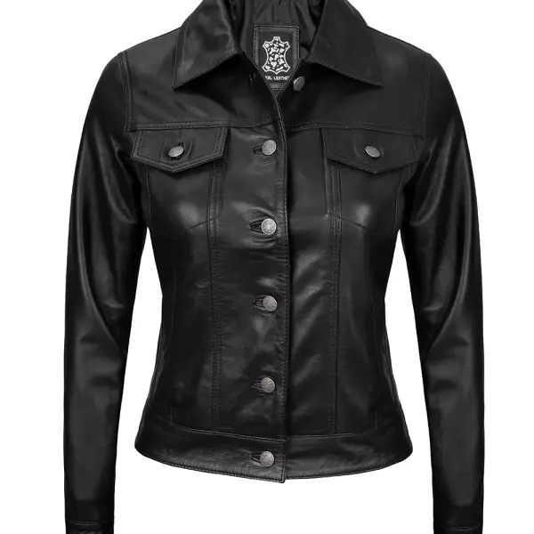 Infinity Leather Women Trucker Jacket