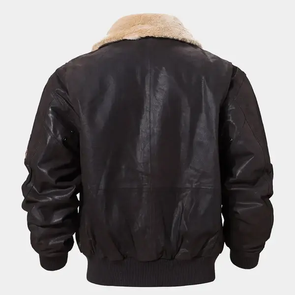 Men's Black Bomber Aviator Jacket with Removeable Shearling Collar