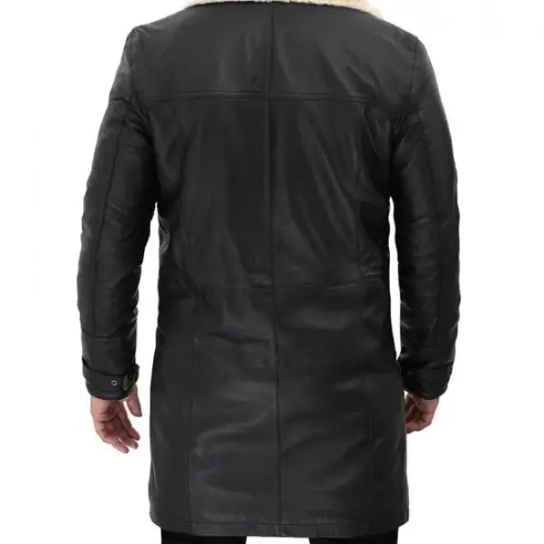 Real Leather Black Shearling Coat Mens