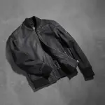 Bomia Ma-1 Distressed Black Leather Bomber Jacket