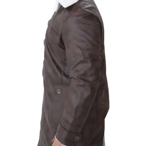 Distressed Dark Brown Bane Sherpa Coat