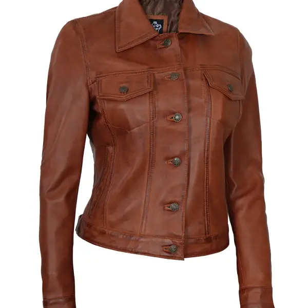 Infinity Leather Women Trucker Jacket