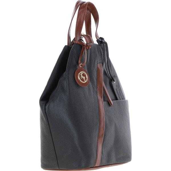 Convertible Leather Tote Backpack Black