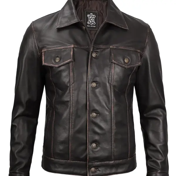 Infinity Leather Men Trucker Jacket