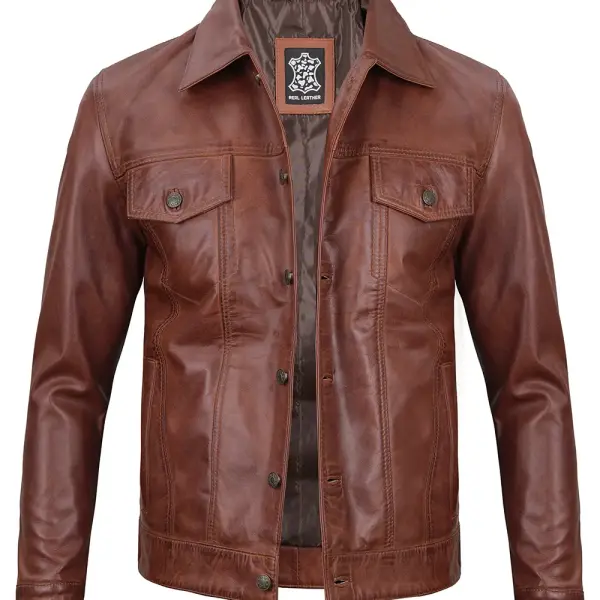 Infinity Leather Men Trucker Jacket