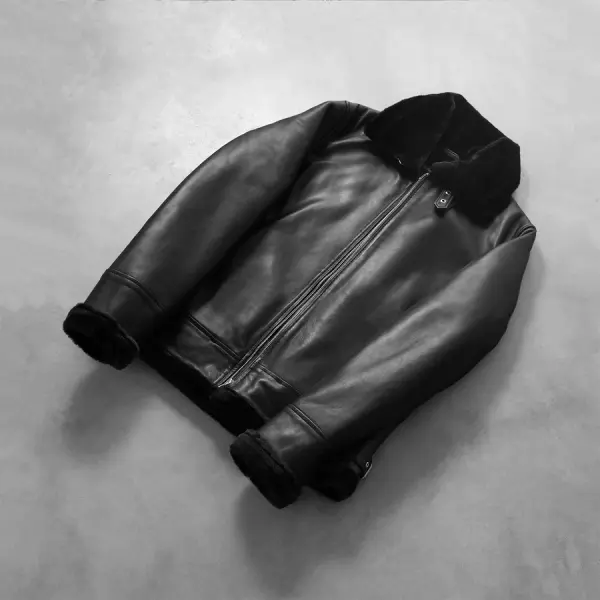 Francis B-3 Black Leather Bomber Jacket