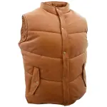 Men Leather Puffer Waistcoat Body Warmer Leon Tan