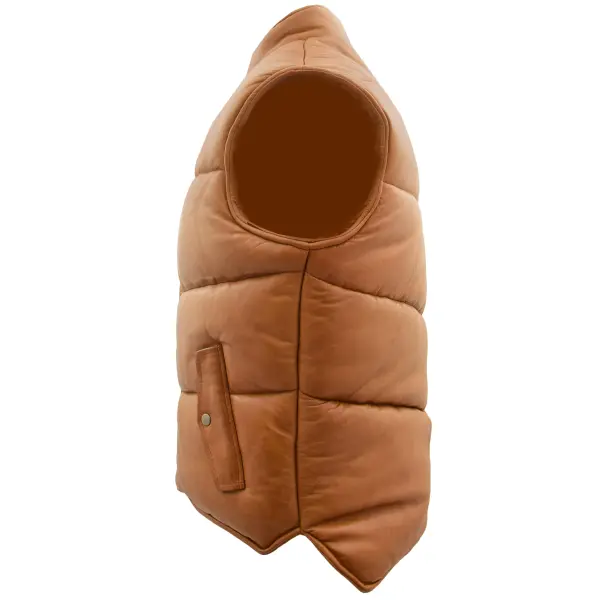 Men Leather Puffer Waistcoat Body Warmer Leon Tan