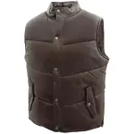 Men Leather Puffer Waistcoat Body Warmer Leon Brown