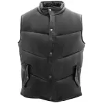 Men Leather Puffer Waistcoat Body Warmer Leon Black