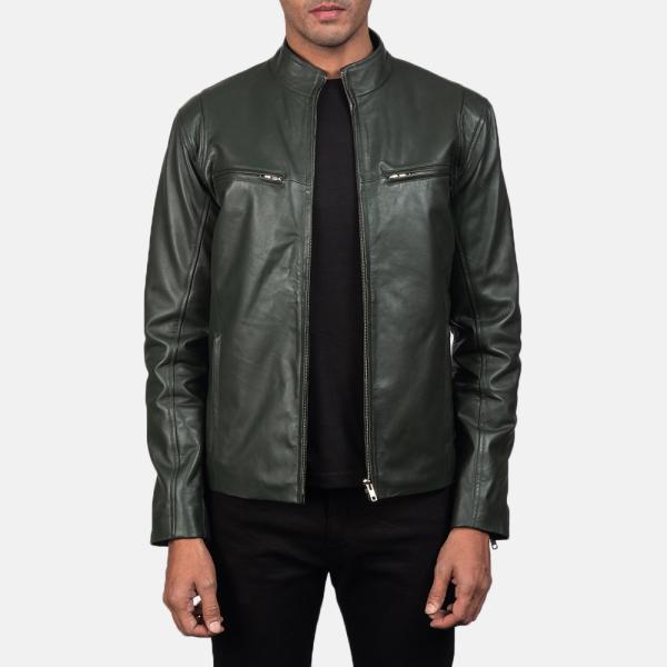 Ionic Green Leather Biker Jacket